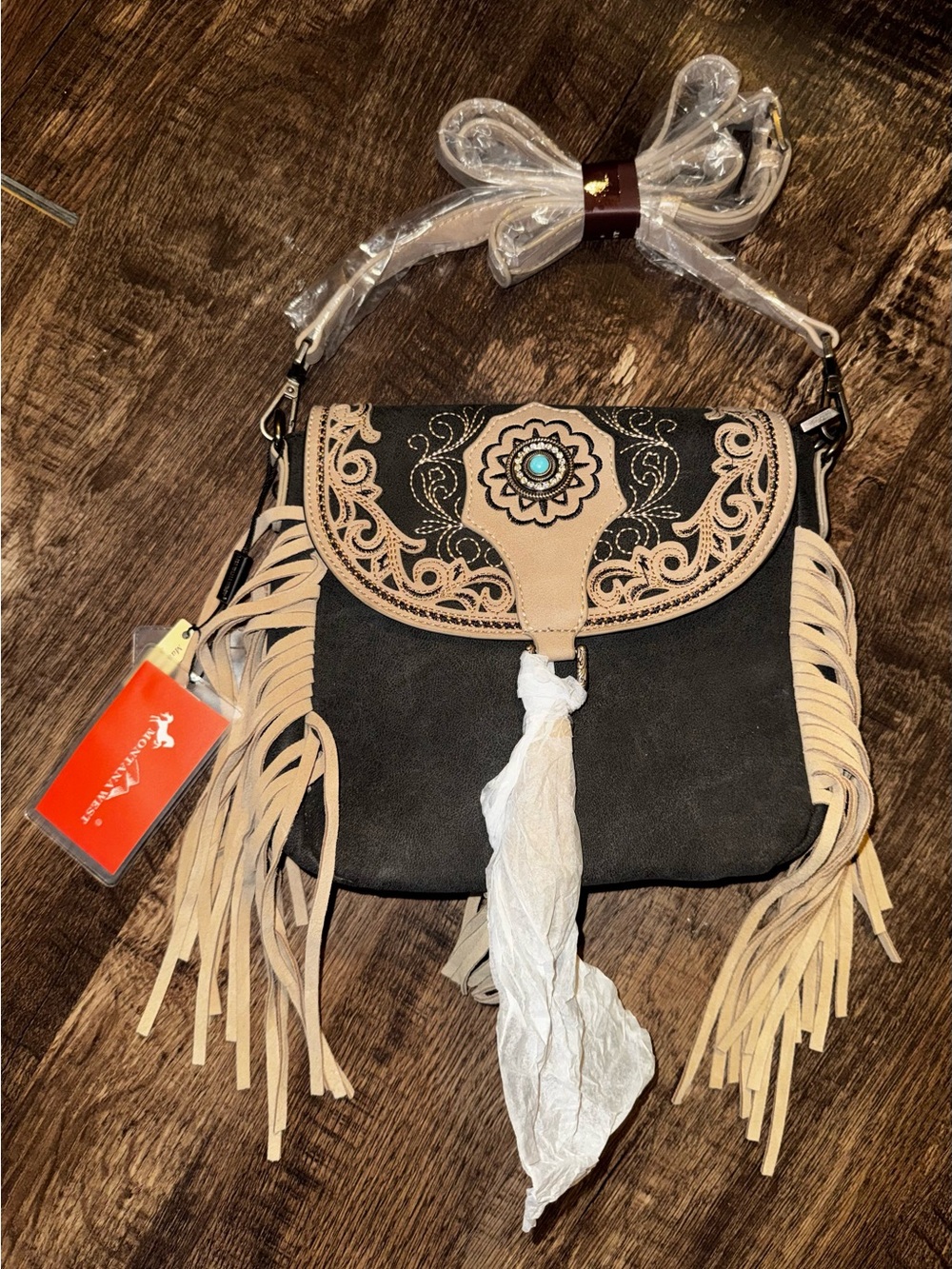 Montana West Concho Embroidered Concho Collection Saddle Bag/Crossbody NWT